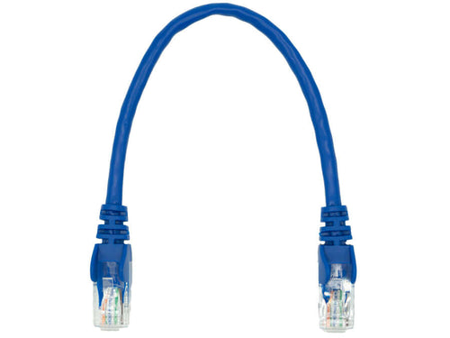 Linkbasic 22cm UTP Cat5e Flylead Blue, moulded Flylead supplied with boots, rated for 10/100/1000Mbps data transmission speeds with Stranded Copper - Let's Fibre Technologies 