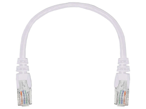 Linkbasic 22cm UTP Cat5e Flylead White, moulded Flylead supplied with boots, rated for 10/100/1000Mbps data transmission speeds with Stranded Copper - Let's Fibre Technologies 