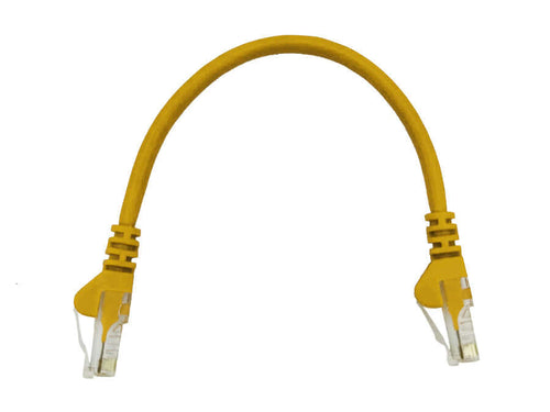 Linkbasic 22cm UTP Cat5e Flylead Yellow, moulded Flylead supplied with boots, rated for 10/100/1000Mbps data transmission speeds with Stranded Copper - Let's Fibre Technologies 