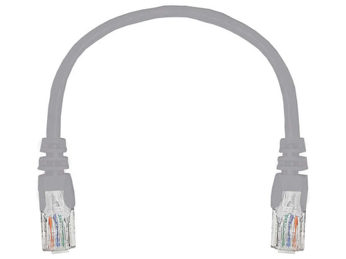 Linkbasic 22cm UTP Cat5e Flylead Grey, moulded Flylead supplied with boots, rated for 10/100/1000Mbps data transmission speeds with Stranded Copper - Let's Fibre Technologies 