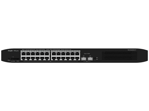 Reyee 24 Port Gigabit PoE 370W 2SFP Layer 2 Smart Switch, 24x 802.3af/at PoE ports & 2x 1.25Gbps SFP uplink ports, 1x IEC Power Cord | RG-ES226GC-P - Let's Fibre Technologies 
