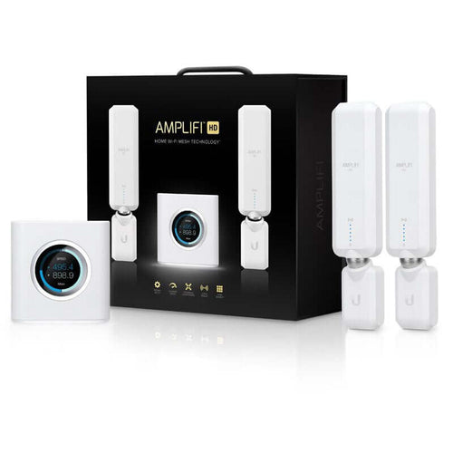 Ubiquiti AmpliFi HD (High-Density) Home Wi-Fi System Mesh 3x3 MIMO 802.11ac ( Includes 1 router AFi-R + 2 mesh points AFi-P-HD ) - Let's Fibre Technologies