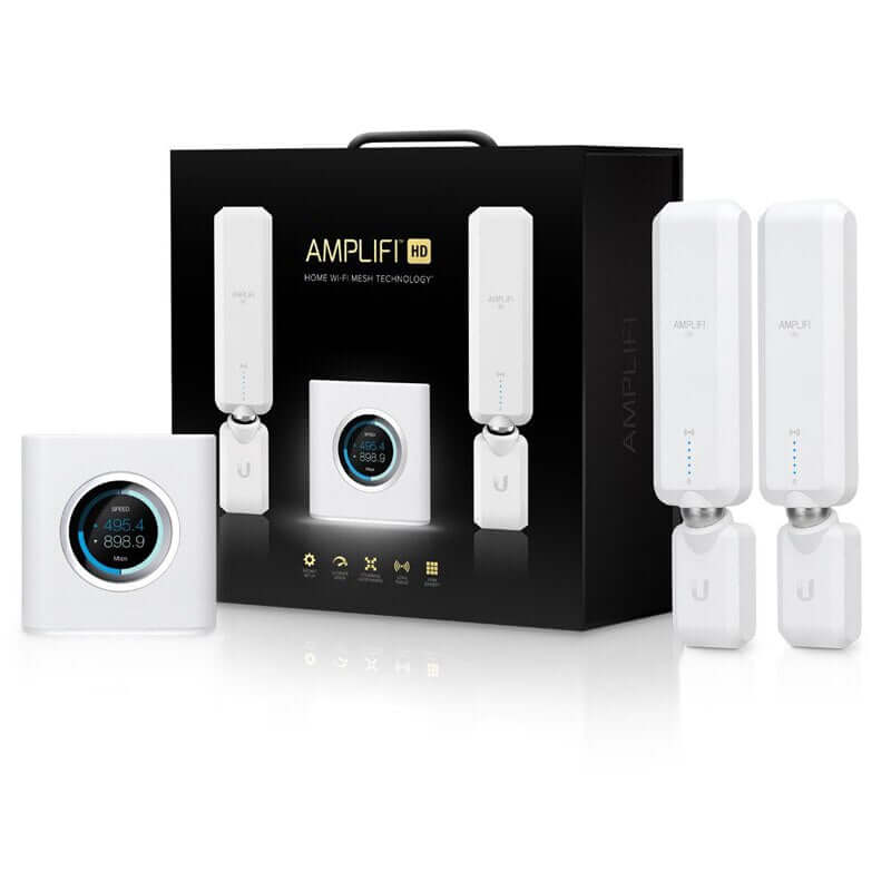Ubiquiti AmpliFi HD (High-Density) Home Wi-Fi System Mesh 3x3 MIMO 802.11ac ( Includes 1 router AFi-R + 2 mesh points AFi-P-HD ) - Let's Fibre Technologies 