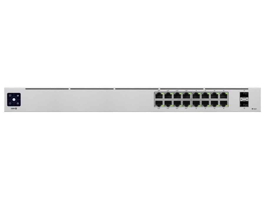Ubiquiti UniFi Switch 16 Port Gigabit 8PoE 42W 2SFP, with 16xGbE ports made up of 8x auto-sensing 802.3at PoE+ 2x1.25Gbps SFP, PoE budget | USW-16-POE