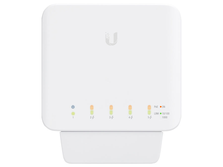 Ubiquiti UniFi Flex Switch 5 Port Gigabit 1PoE In 4PoE Out, managed L2, 5x Gbit Ethernet, includes 4x 802.3af PoE+, 1x 802.3af/at/bt PoE-in | USW-Flex