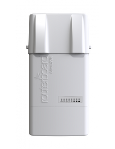 MikroTik BaseBox 5 5GHz radio, with 1 USB port and 2 RP-SMA Female connectors, RouterOS L4, PoE in, 8V-30V, 600MHz CPU, 64MB RAM, 802.11a/n dual chain