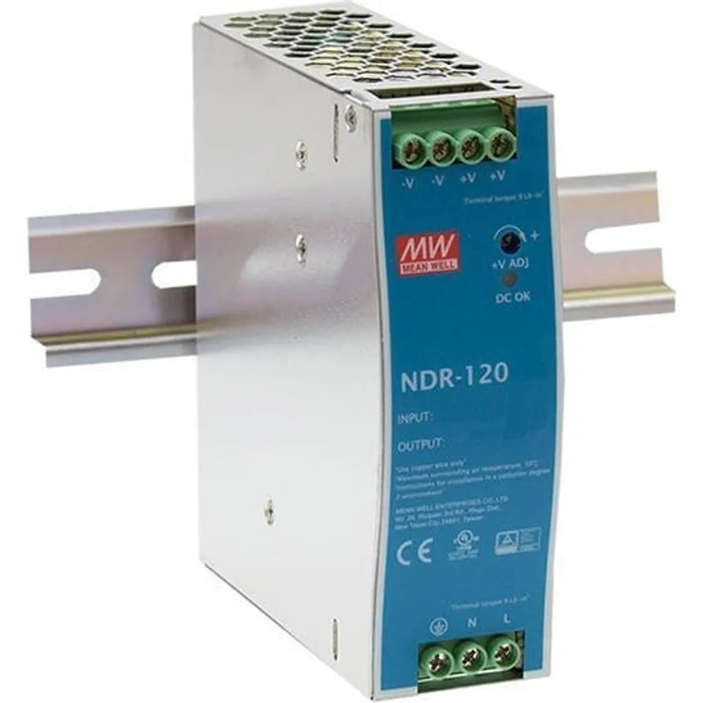 Vivotek NDR-120-48 Industrial Power Supply, Featuring 220VAC or 370VDC input and 48VDC output, with DIN Rail, Input voltage	90 - 264VAC
